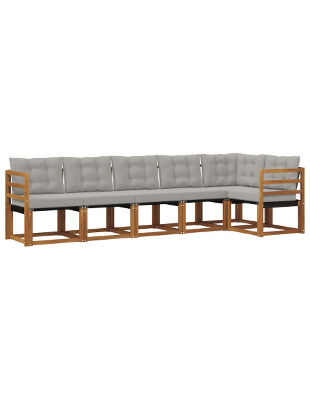 Set di divani con cuscino 6 pcs Grigio Naturale e Chiaro