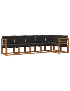 Set di divani con cuscino 6 pcs Naturale e Nero 2