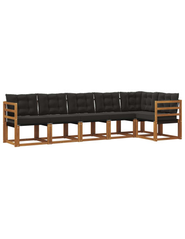 Set di divani con cuscino 6 pcs Naturale e Nero