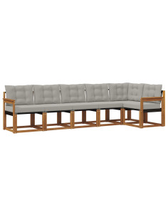 Set di divani con cuscino 6 pcs Grigio Naturale e Chiaro 2