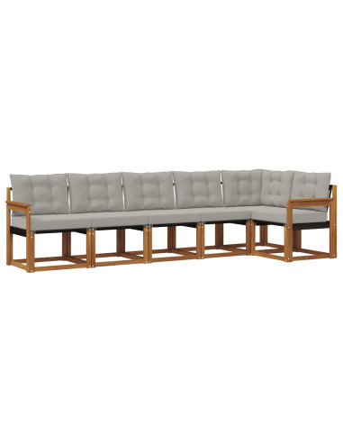 Set di divani con cuscino 6 pcs Grigio Naturale e Chiaro