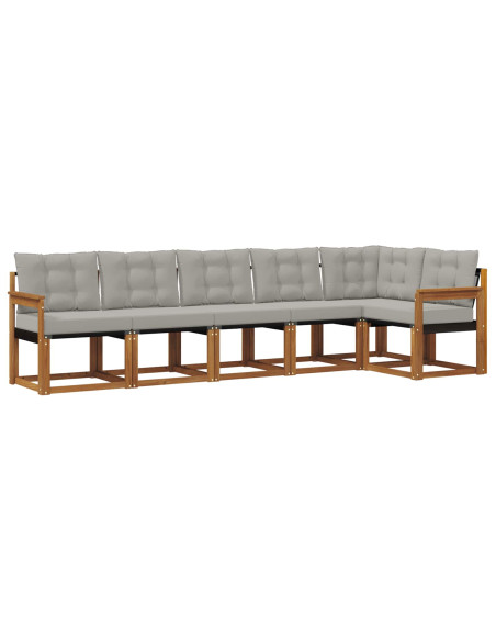 Set di divani con cuscino 6 pcs Grigio Naturale e Chiaro