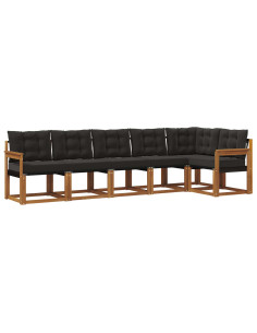 Set di divani con cuscino 6 pcs Naturale e Nero 2