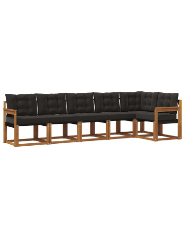 Set di divani con cuscino 6 pcs Naturale e Nero