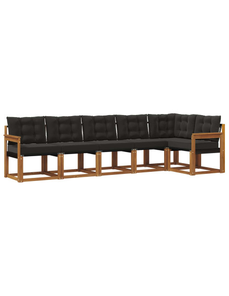 Set di divani con cuscino 6 pcs Naturale e Nero