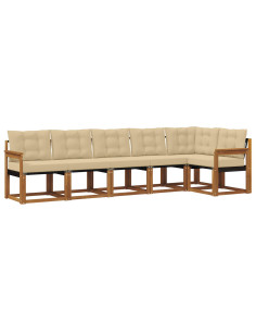 Set di divani con cuscino 6 pcs Naturale e Beige 2
