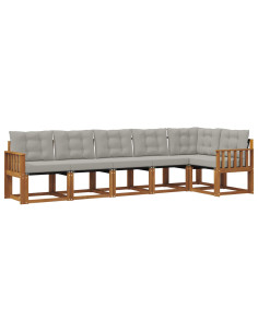 Set di divani con cuscino 6 pcs Grigio Naturale e Chiaro 2