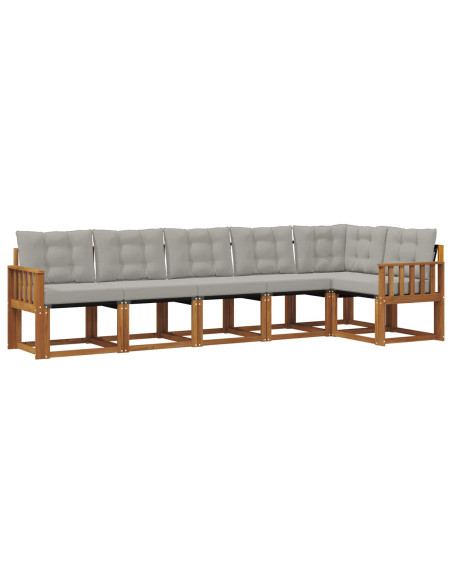 Set di divani con cuscino 6 pcs Grigio Naturale e Chiaro