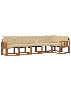 Set di divani con cuscino 6 pcs Naturale e Beige 2
