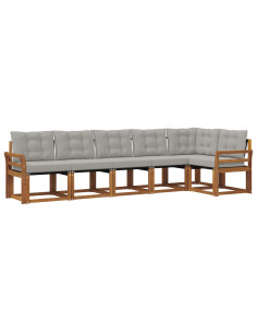 Set di divani con cuscino 6 pcs Grigio Naturale e Chiaro 2