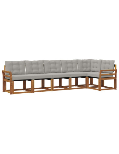 Set di divani con cuscino 6 pcs Grigio Naturale e Chiaro