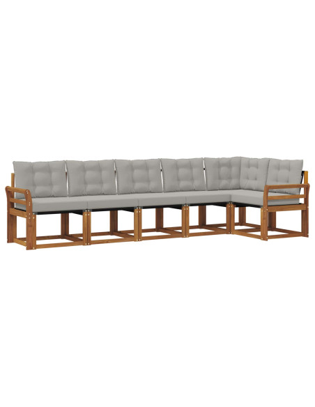 Set di divani con cuscino 6 pcs Grigio Naturale e Chiaro