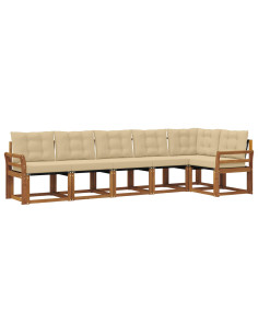 Set di divani con cuscino 6 pcs Naturale e Beige 2