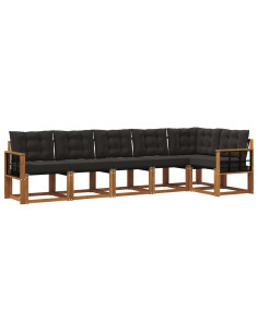 Set di divani con cuscino 6 pcs Naturale e Nero 2