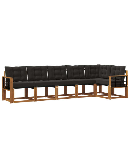 Set di divani con cuscino 6 pcs Naturale e Nero