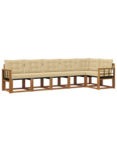 Set di divani con cuscino 6 pcs Naturale e Beige 2