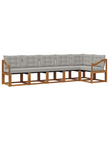 Set di divani con cuscino 6 pcs Grigio Naturale e Chiaro