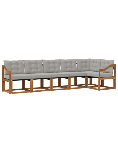 Set di divani con cuscino 6 pcs Grigio Naturale e Chiaro
