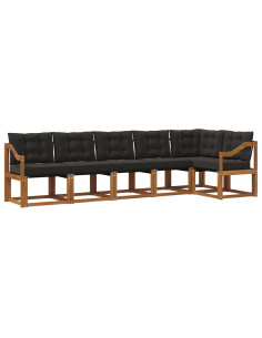 Set di divani con cuscino 6 pcs Naturale e Nero 2