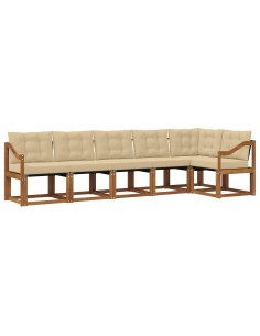 Set di divani con cuscino 6 pcs Naturale e Beige 2