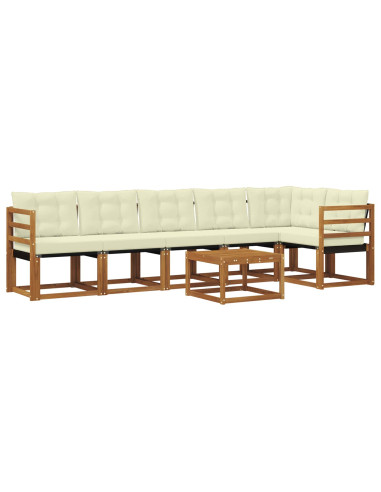 Set di divani con cuscino 7 pcs Naturale e Crema