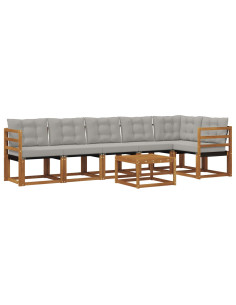 Set di divani con cuscino 7 pcs Grigio Naturale e Chiaro 2