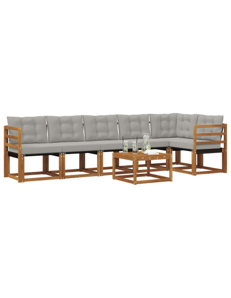 Set di divani con cuscino 7 pcs Grigio Naturale e Chiaro