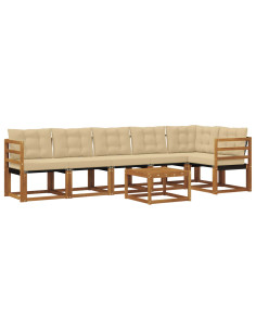 Set di divani con cuscino 7 pcs Naturale e Beige 2