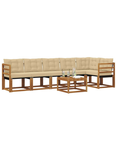 Set di divani con cuscino 7 pcs Naturale e Beige