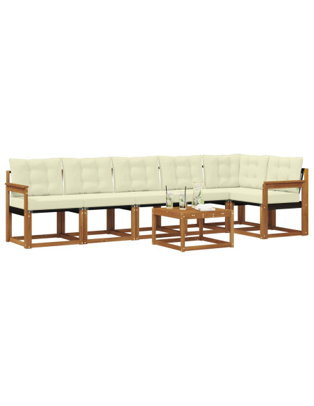 Set di divani con cuscino 7 pcs Naturale e Crema