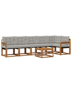 Set di divani con cuscino 7 pcs Grigio Naturale e Chiaro 2