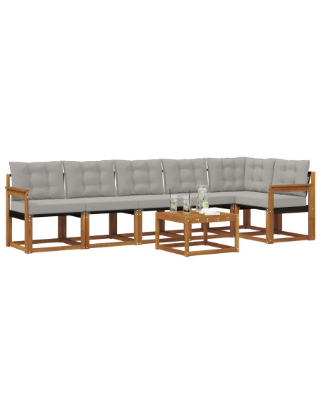 Set di divani con cuscino 7 pcs Grigio Naturale e Chiaro