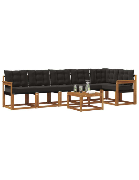 Set di divani con cuscino 7 pcs Naturale e Nero