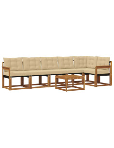 Set di divani con cuscino 7 pcs Naturale e Beige 2