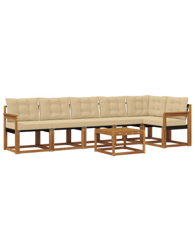 Set di divani con cuscino 7 pcs Naturale e Beige
