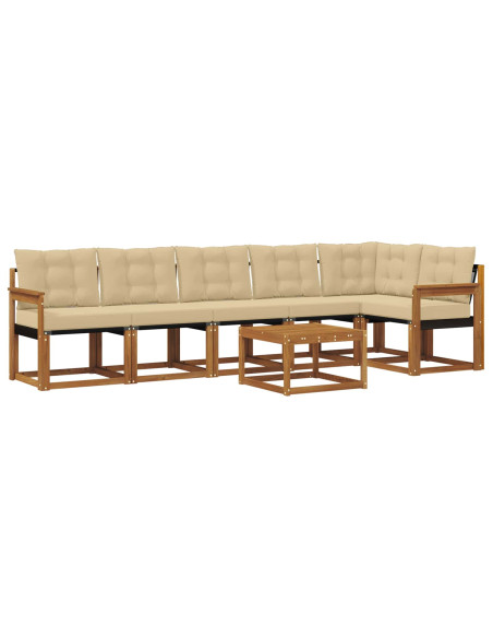 Set di divani con cuscino 7 pcs Naturale e Beige