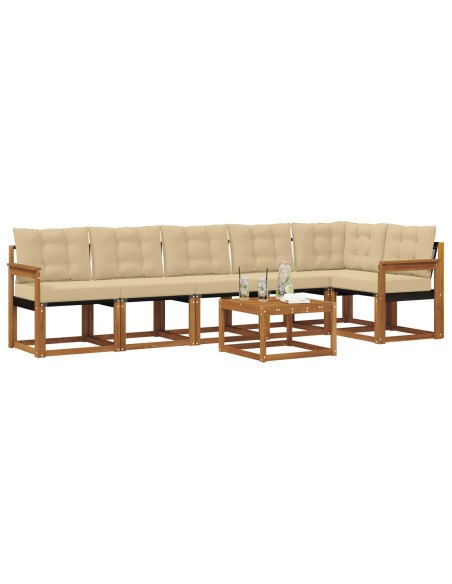 Set di divani con cuscino 7 pcs Naturale e Beige