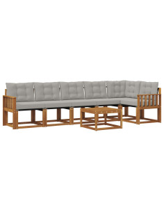 Set di divani con cuscino 7 pcs Grigio Naturale e Chiaro 2