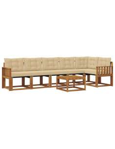 Set di divani con cuscino 7 pcs Naturale e Beige 2