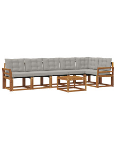 Set di divani con cuscino 7 pcs Grigio Naturale e Chiaro 2