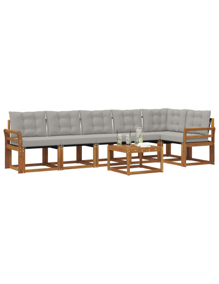 Set di divani con cuscino 7 pcs Grigio Naturale e Chiaro