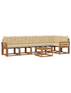 Set di divani con cuscino 7 pcs Naturale e Beige 2