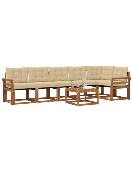 Set di divani con cuscino 7 pcs Naturale e Beige
