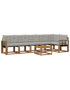 Set di divani con cuscino 7 pcs Grigio Naturale e Chiaro 2