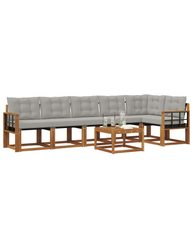 Set di divani con cuscino 7 pcs Grigio Naturale e Chiaro