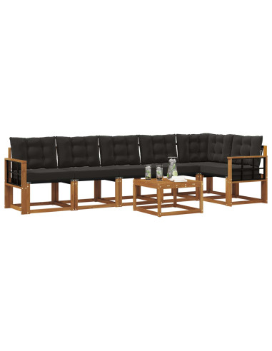Set di divani con cuscino 7 pcs Naturale e Nero
