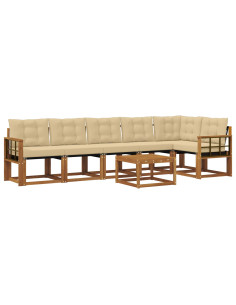 Set di divani con cuscino 7 pcs Naturale e Beige 2