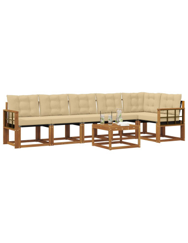 Set di divani con cuscino 7 pcs Naturale e Beige