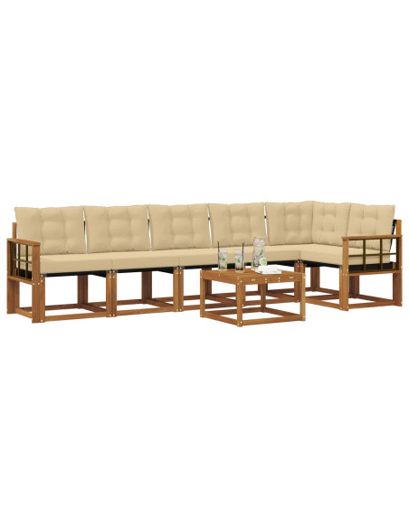 Set di divani con cuscino 7 pcs Naturale e Beige