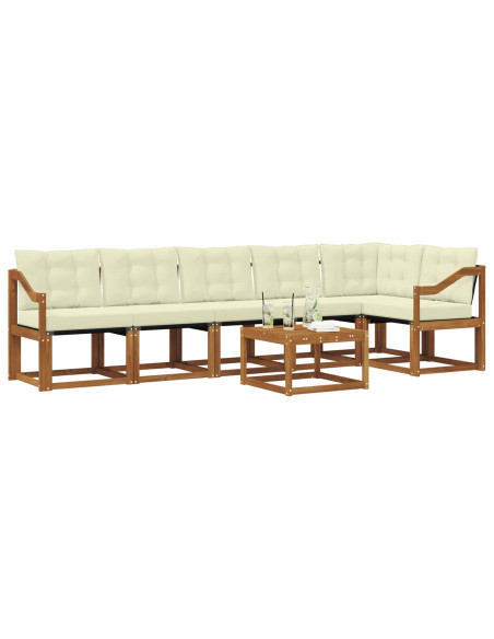 Set di divani con cuscino 7 pcs Naturale e Crema